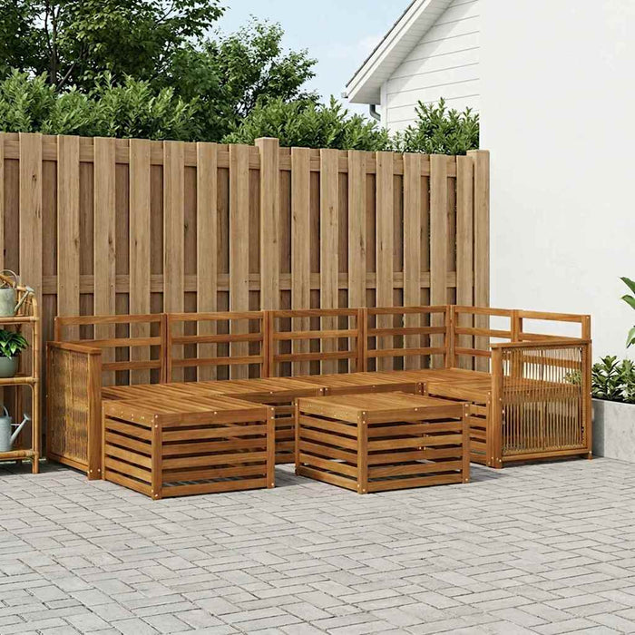 Set canapea sectională 6 pcs natural Lemn Solid de Acacia WALTI