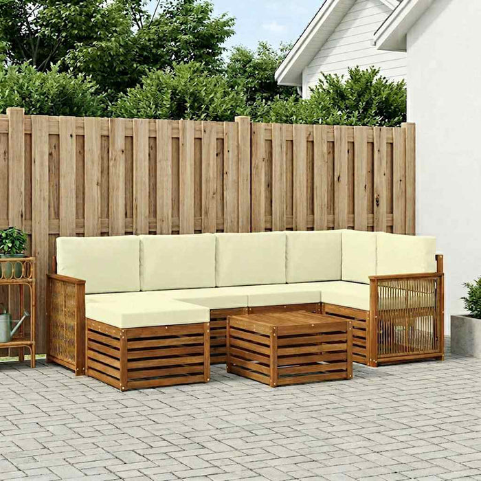 Set canapea sectională cu pernă 6 pcs Natural și Crem WALTI