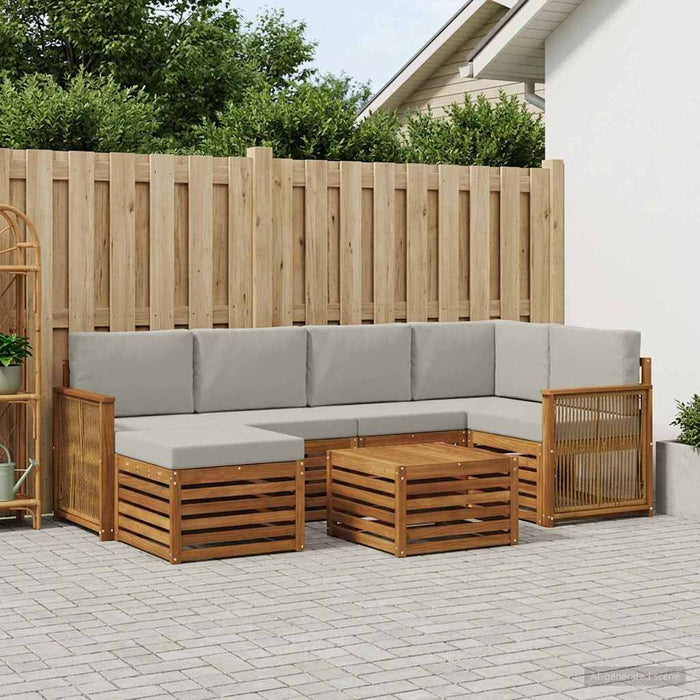 Set canapea sectională cu pernă 6 pcs Natural și gri deschis - WALTI WALTI