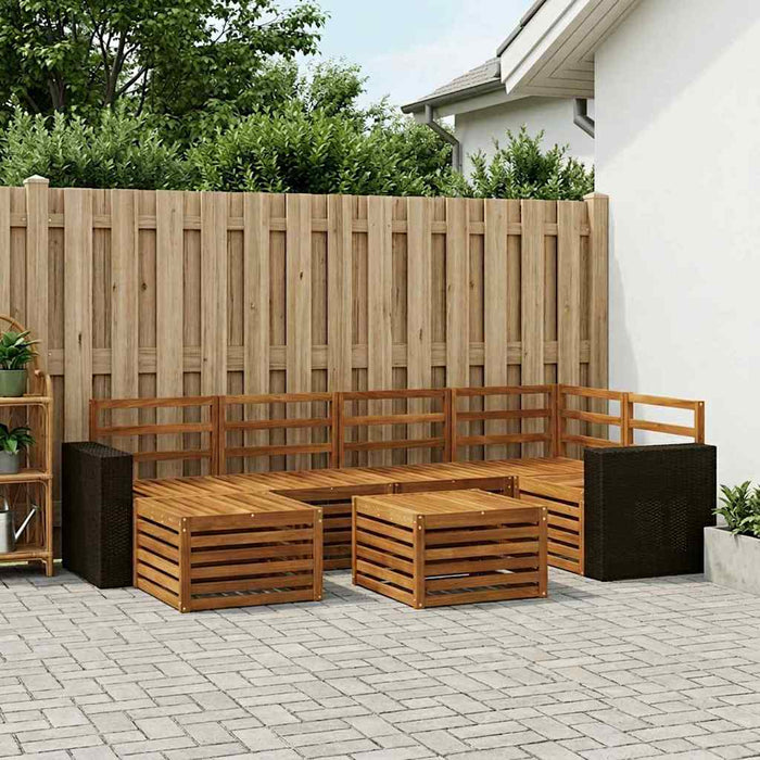 Set canapea sectională 7 pcs natural Lemn Solid de Acacia WALTI