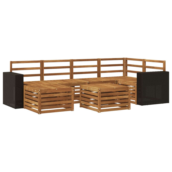 Set canapea sectională 7 pcs natural Lemn Solid de Acacia WALTI