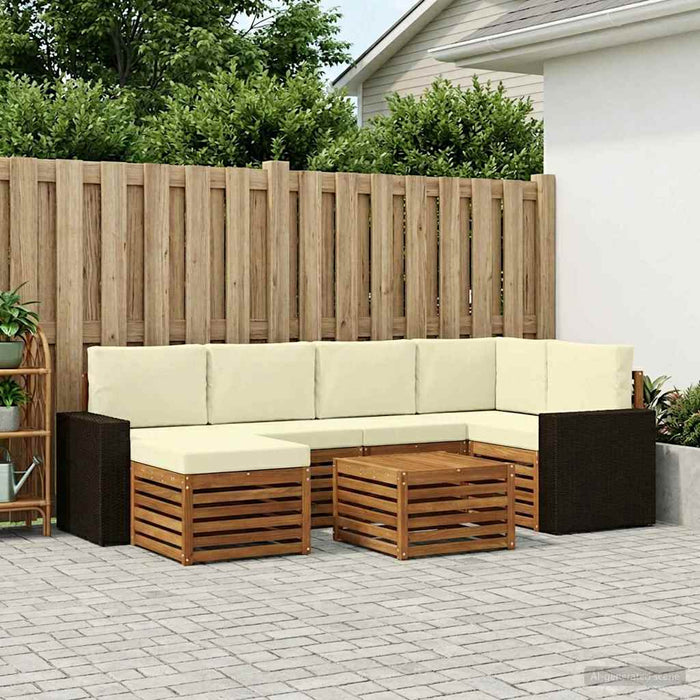 Set canapea sectională cu pernă 7 pcs Natural și Crem WALTI
