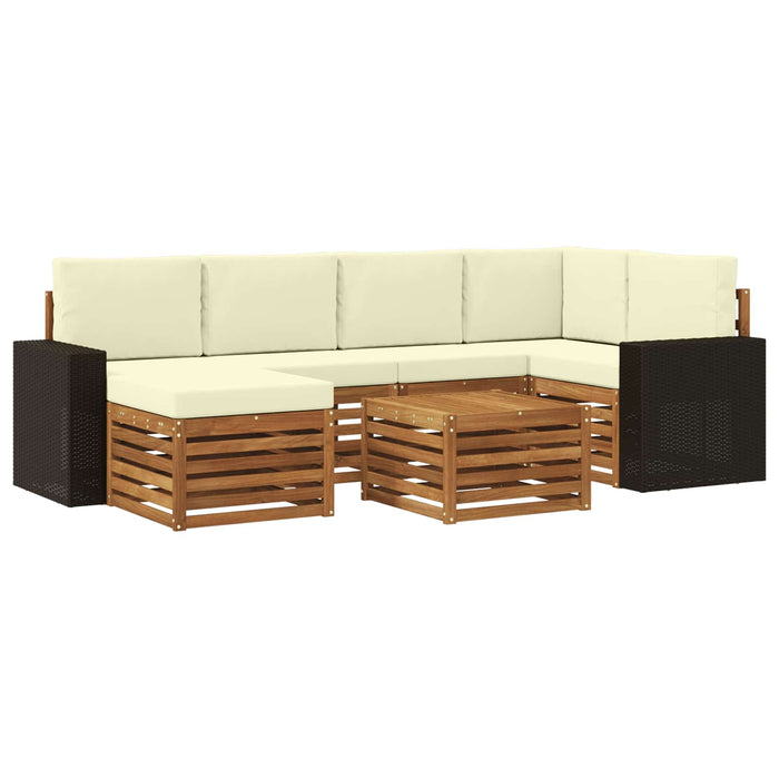 Set canapea sectională cu pernă 7 pcs Natural și Crem WALTI