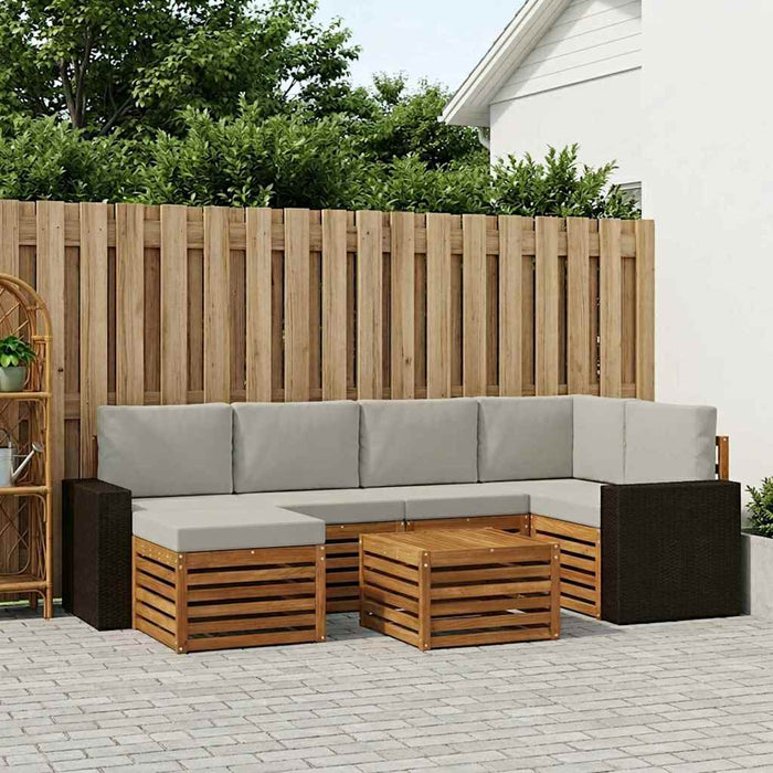 Set canapea sectională cu pernă 7 pcs Natural și gri deschis WALTI