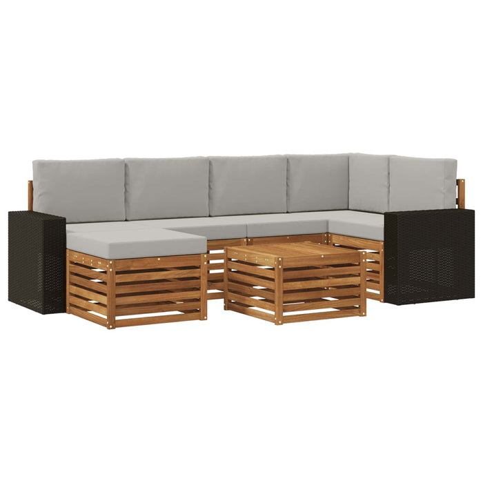 Set canapea sectională cu pernă 7 pcs Natural și gri deschis WALTI