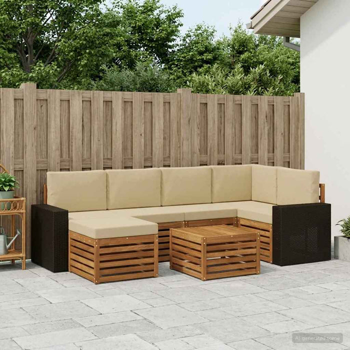 Set canapea sectională cu pernă 7 pcs Natural și Bej WALTI