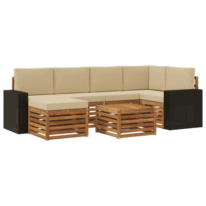 Set canapea sectională cu pernă 7 pcs Natural și Bej WALTI