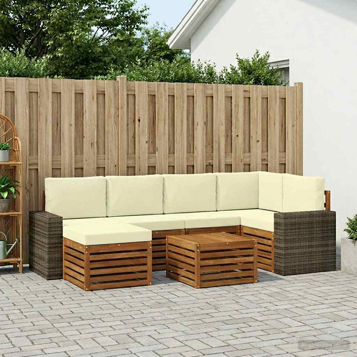 Set canapea sectională cu pernă 7 pcs Natural și Crem WALTI