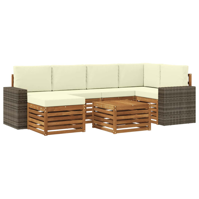 Set canapea sectională cu pernă 7 pcs Natural și Crem WALTI