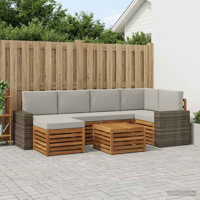 Set canapea sectională cu pernă 7 pcs Natural și gri deschis WALTI
