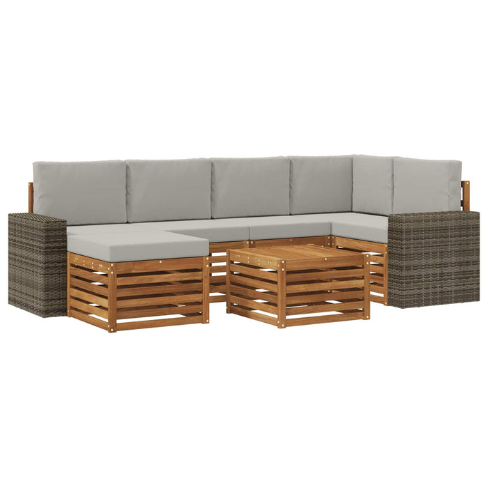 Set canapea sectională cu pernă 7 pcs Natural și gri deschis WALTI
