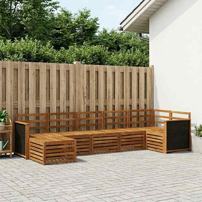 Set canapea sectională 6 pcs natural Lemn Solid de Acacia WALTI