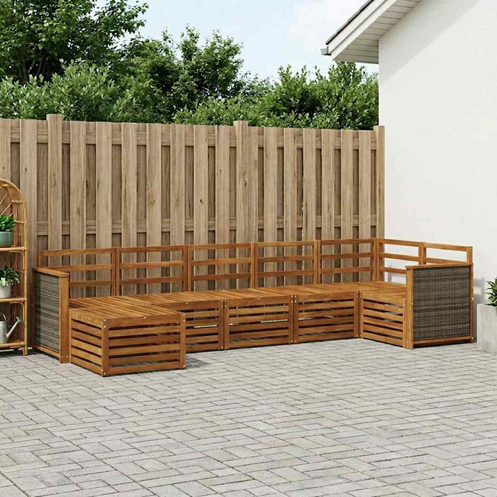 Set canapea sectională 6 pcs natural Lemn Solid de Acacia WALTI