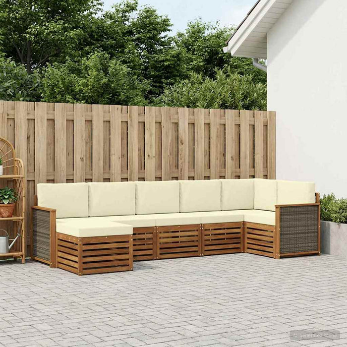 Set canapea sectională cu pernă 6 pcs Natural și Crem WALTI
