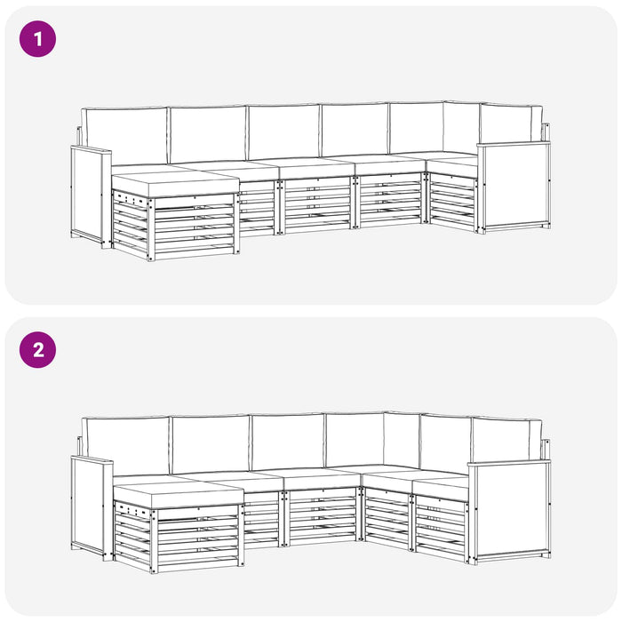 Set canapea sectională cu pernă 6 pcs Natural și Crem WALTI