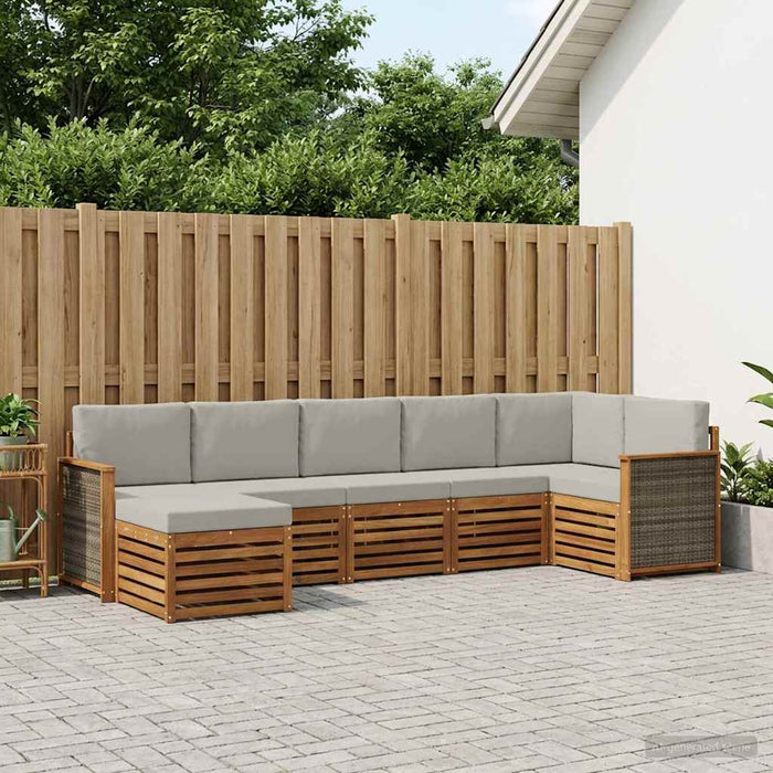 Set canapea sectională cu pernă 6 pcs Natural și gri deschis WALTI