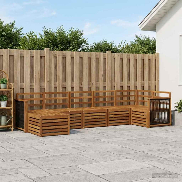 Set canapea sectională 6 pcs natural Lemn Solid de Acacia WALTI