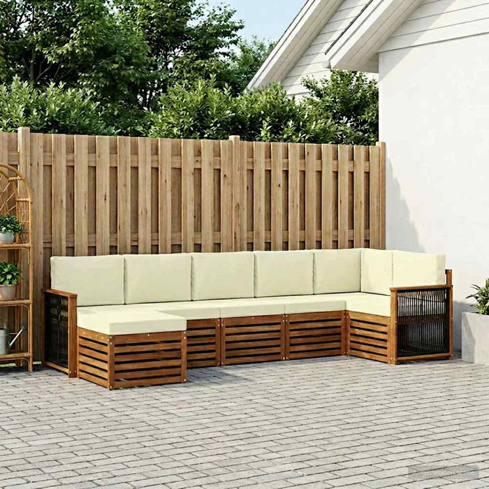 Set canapea sectională cu pernă 6 pcs Natural și Crem WALTI