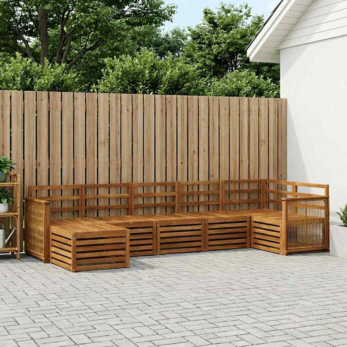 Set canapea sectională 6 pcs natural Lemn Solid de Acacia WALTI