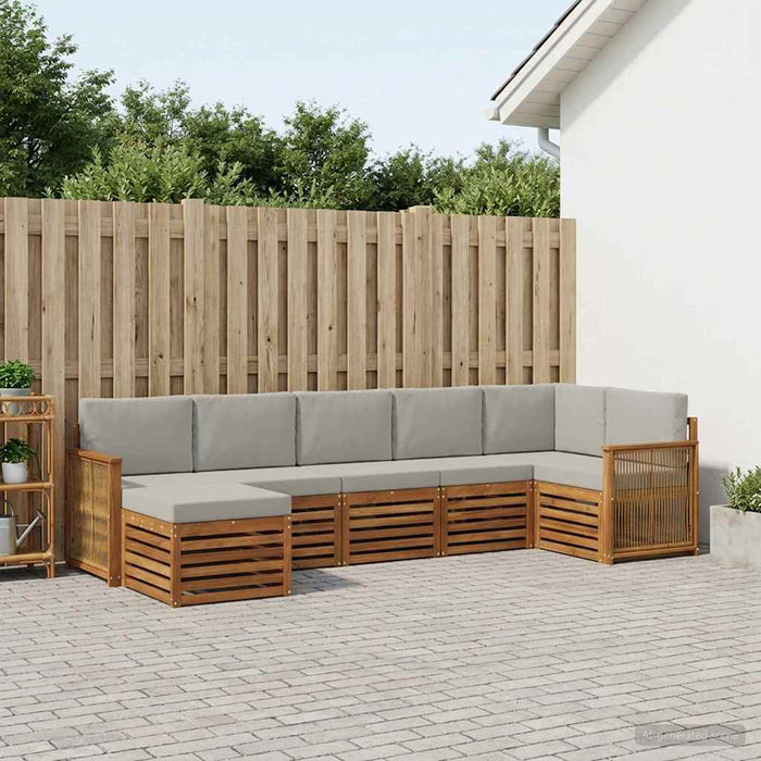 Set canapea sectională cu pernă 6 pcs Natural și gri deschis WALTI