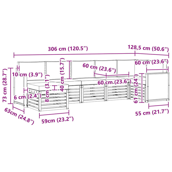 Set canapea sectională cu pernă 6 pcs natural WALTI