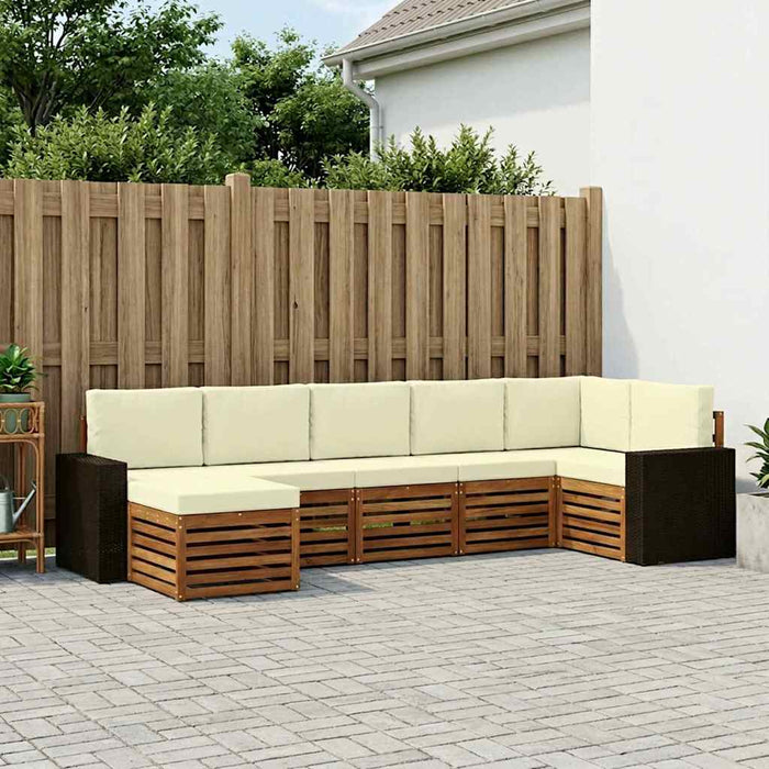 Set canapea sectională cu pernă 7 pcs Natural și Crem WALTI