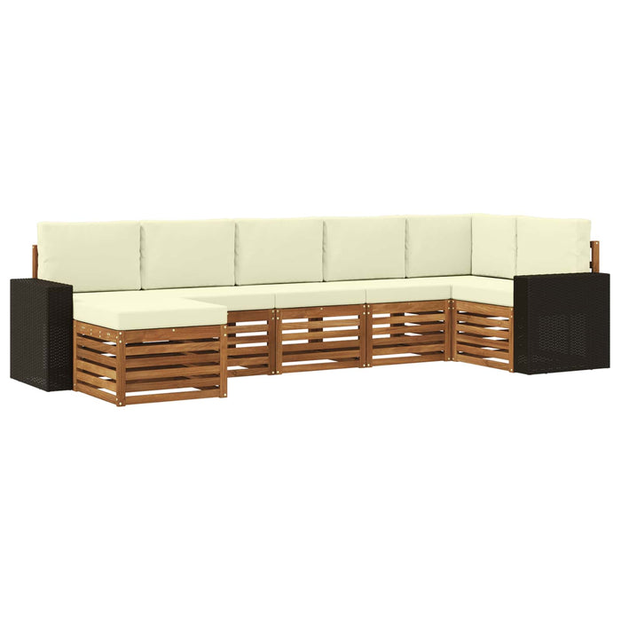 Set canapea sectională cu pernă 7 pcs Natural și Crem WALTI