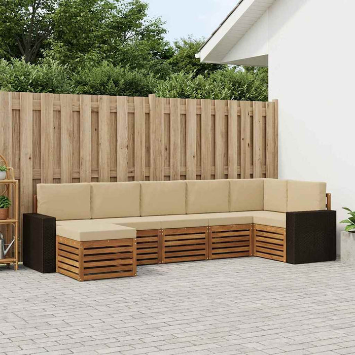 Set canapea sectională cu pernă 7 pcs Natural și Bej WALTI
