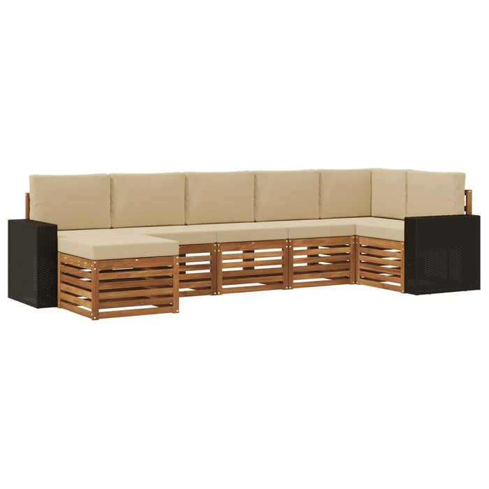 Set canapea sectională cu pernă 7 pcs Natural și Bej WALTI