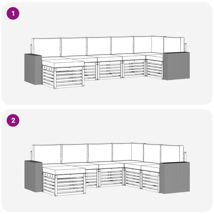 Set canapea sectională cu pernă 7 pcs Natural și Bej WALTI