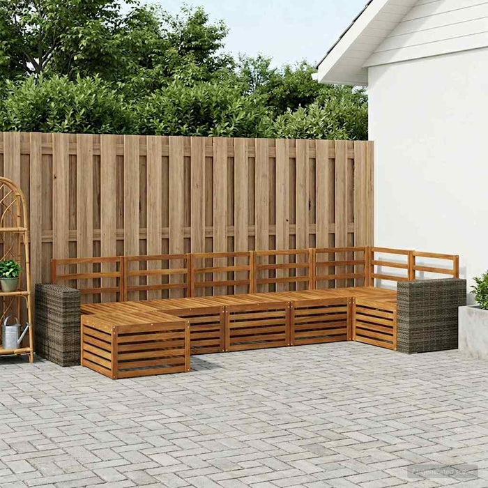 Set canapea sectională 7 pcs natural Lemn Solid de Acacia WALTI