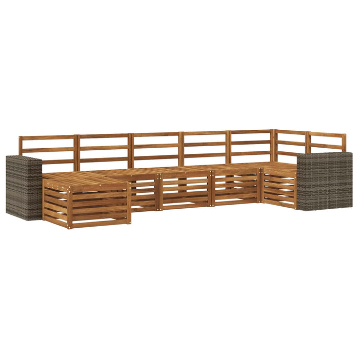 Set canapea sectională 7 pcs natural Lemn Solid de Acacia WALTI