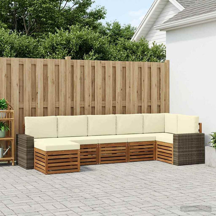 Set canapea sectională cu pernă 7 pcs Natural și Crem WALTI
