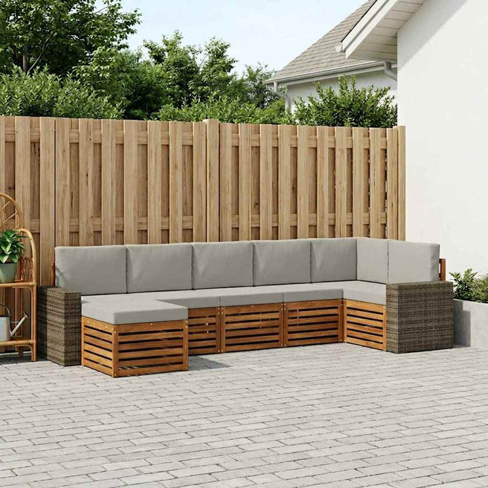 Set canapea sectională cu pernă 7 pcs Natural și gri deschis WALTI