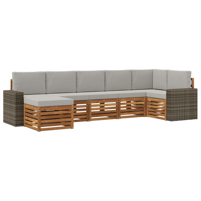 Set canapea sectională cu pernă 7 pcs Natural și gri deschis WALTI