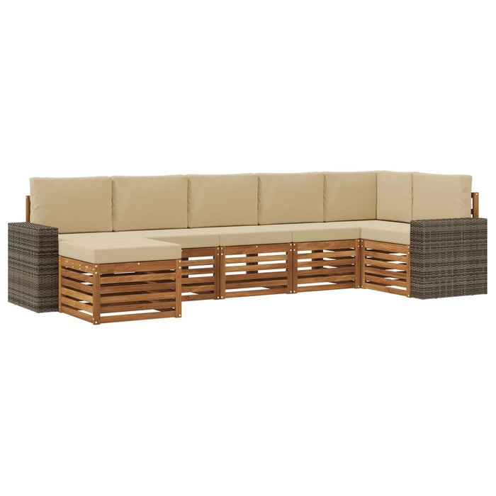 Set canapea sectională cu pernă 7 pcs Natural și Bej WALTI