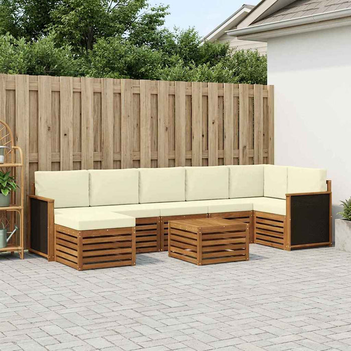 Set de canapele de exterior cu pernă 7 pcs Natural și Crem WALTI