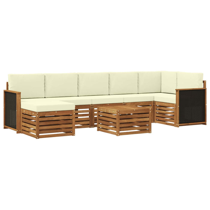 Set de canapele de exterior cu pernă 7 pcs Natural și Crem WALTI