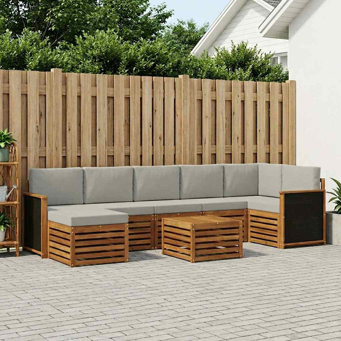 Set de canapele de exterior 7 pcs Natural și gri deschis WALTI