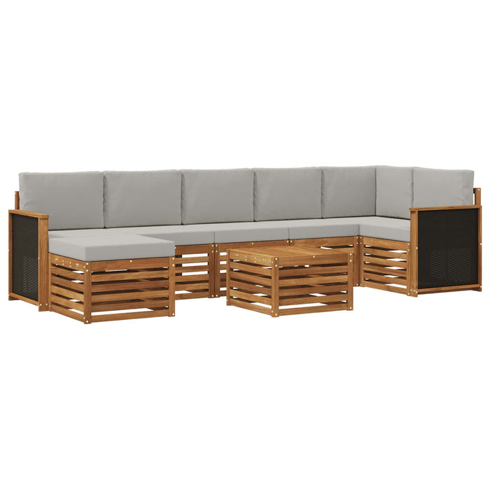 Set de canapele de exterior 7 pcs Natural și gri deschis WALTI