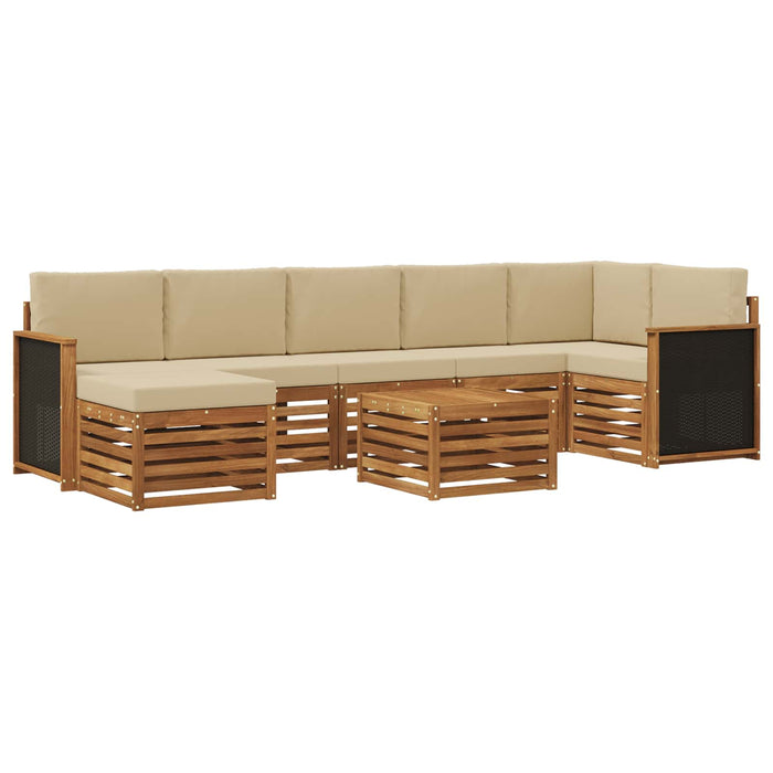 Set de canapele de exterior cu pernă 7 pcs natural WALTI