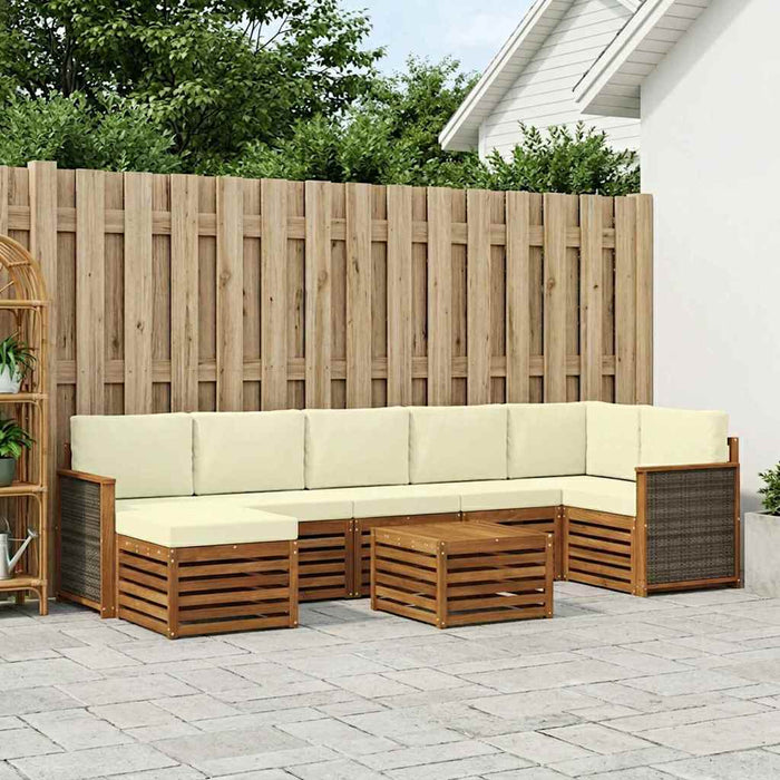 Set de canapele de exterior cu pernă 7 pcs Natural și Crem WALTI
