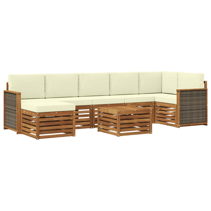 Set de canapele de exterior cu pernă 7 pcs Natural și Crem WALTI