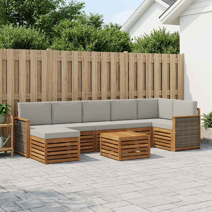 Set de canapele de exterior 7 pcs Natural și gri deschis WALTI