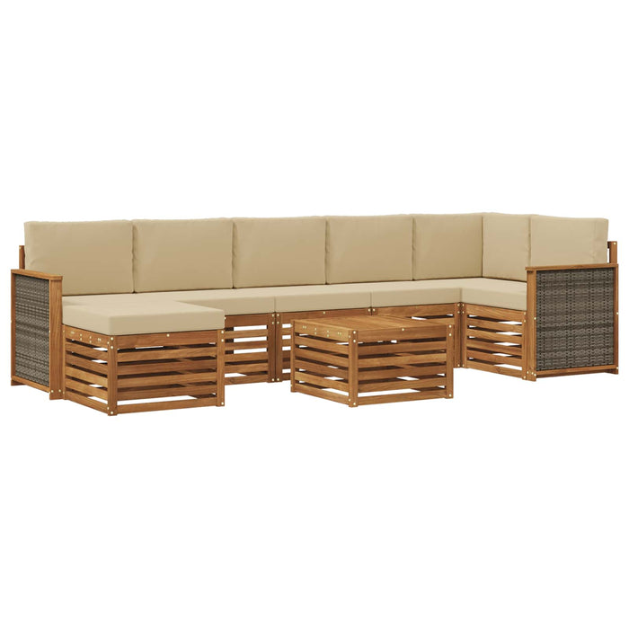 Set de canapele de exterior cu pernă 7 pcs natural WALTI