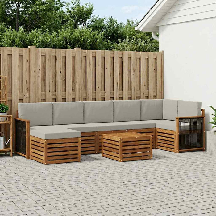 Set de canapele de exterior 7 pcs Natural și gri deschis WALTI