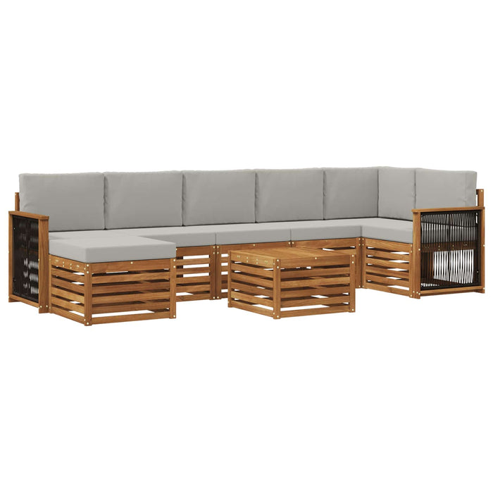 Set de canapele de exterior 7 pcs Natural și gri deschis WALTI