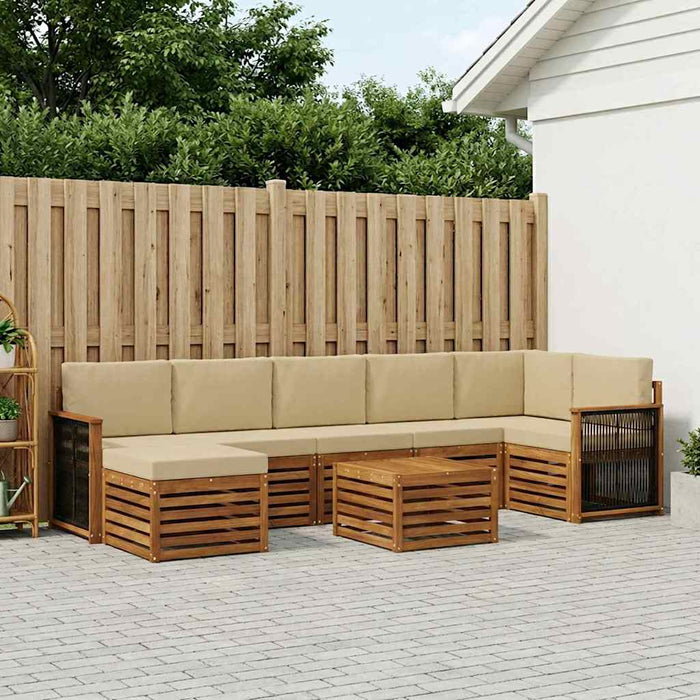 Set de canapele de exterior cu pernă 7 pcs natural WALTI