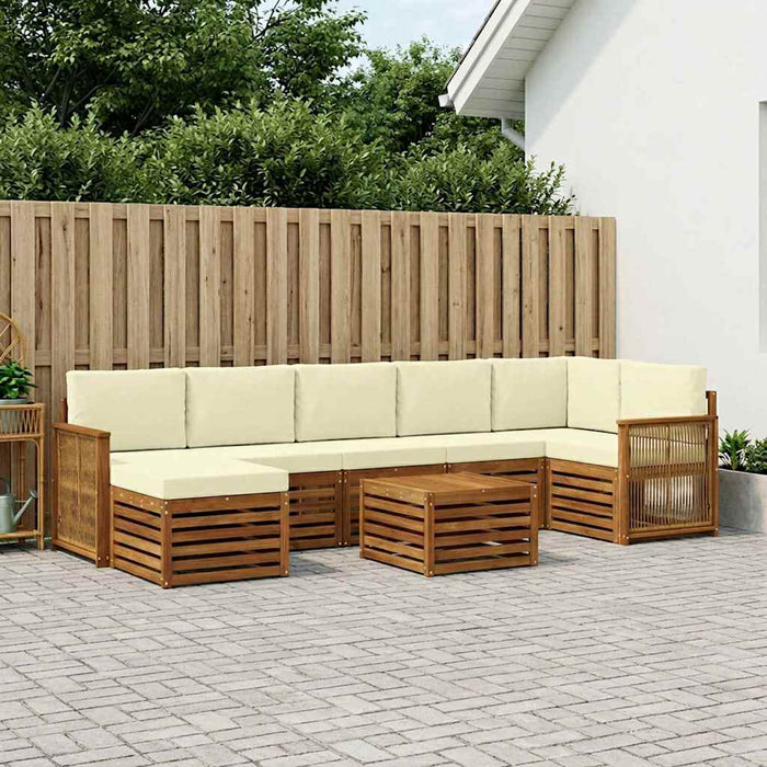 Set de canapele de exterior cu pernă 7 pcs Natural și Crem WALTI