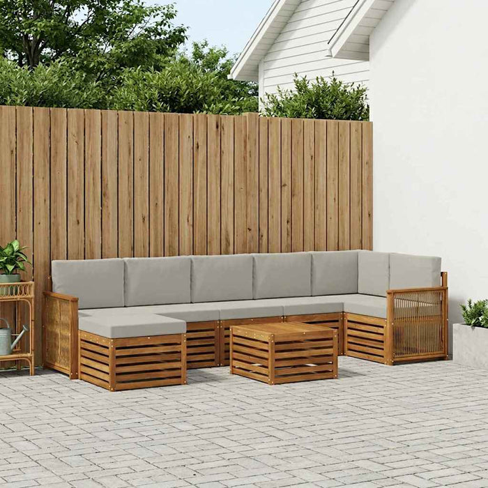 Set de canapele de exterior 7 pcs Natural și gri deschis WALTI